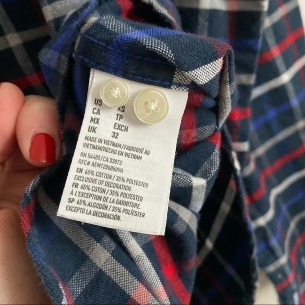 American Eagle Outfitters • Men’s Red Blue Plaid Button Down Shirt